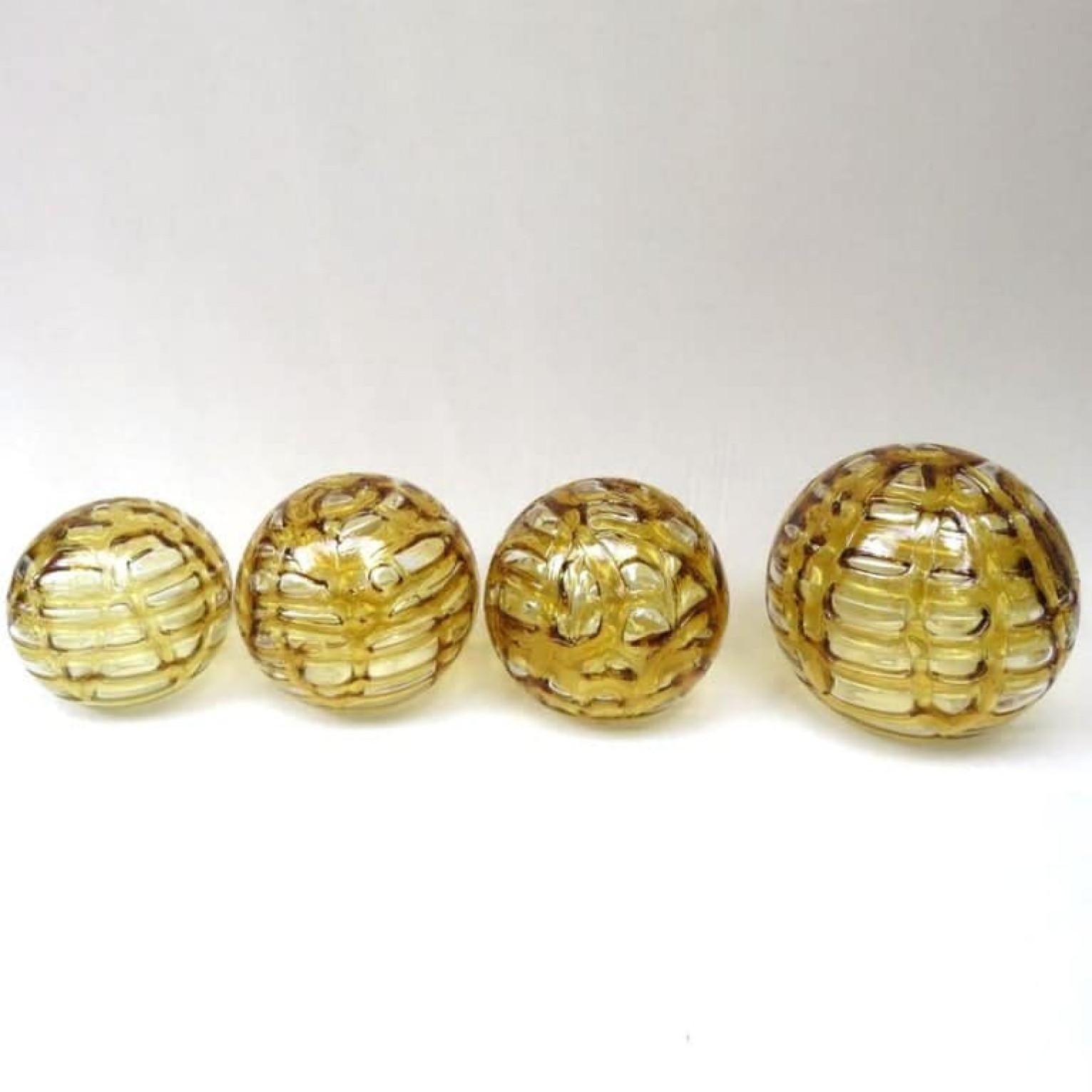 Stunning nine amber Murano glass globes chandelier flush mount. Outstanding high- end quality hand blown design with an amazing color.
A statement piece in the any room. Wonderful light effect due to lovely glass elements.

We can deliver with a