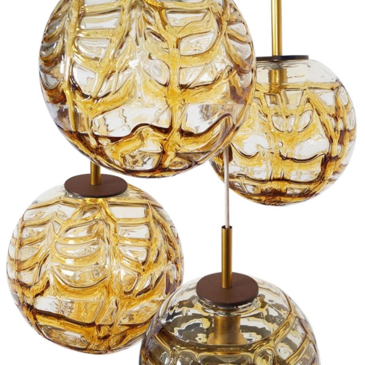 Mid-20th Century Extra Large Cascade with 9 Amber Murano Glass Bowls Venini Style, 1960 For Sale