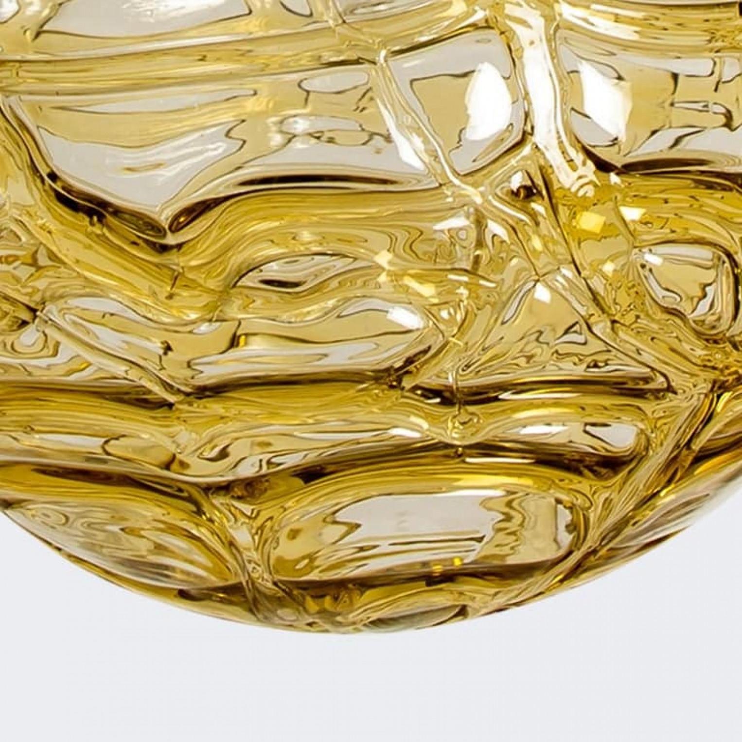 Milieu du XXe siècle Très grande cascade avec 9 bols en verre de Murano ambré de style Venini, 1960 en vente