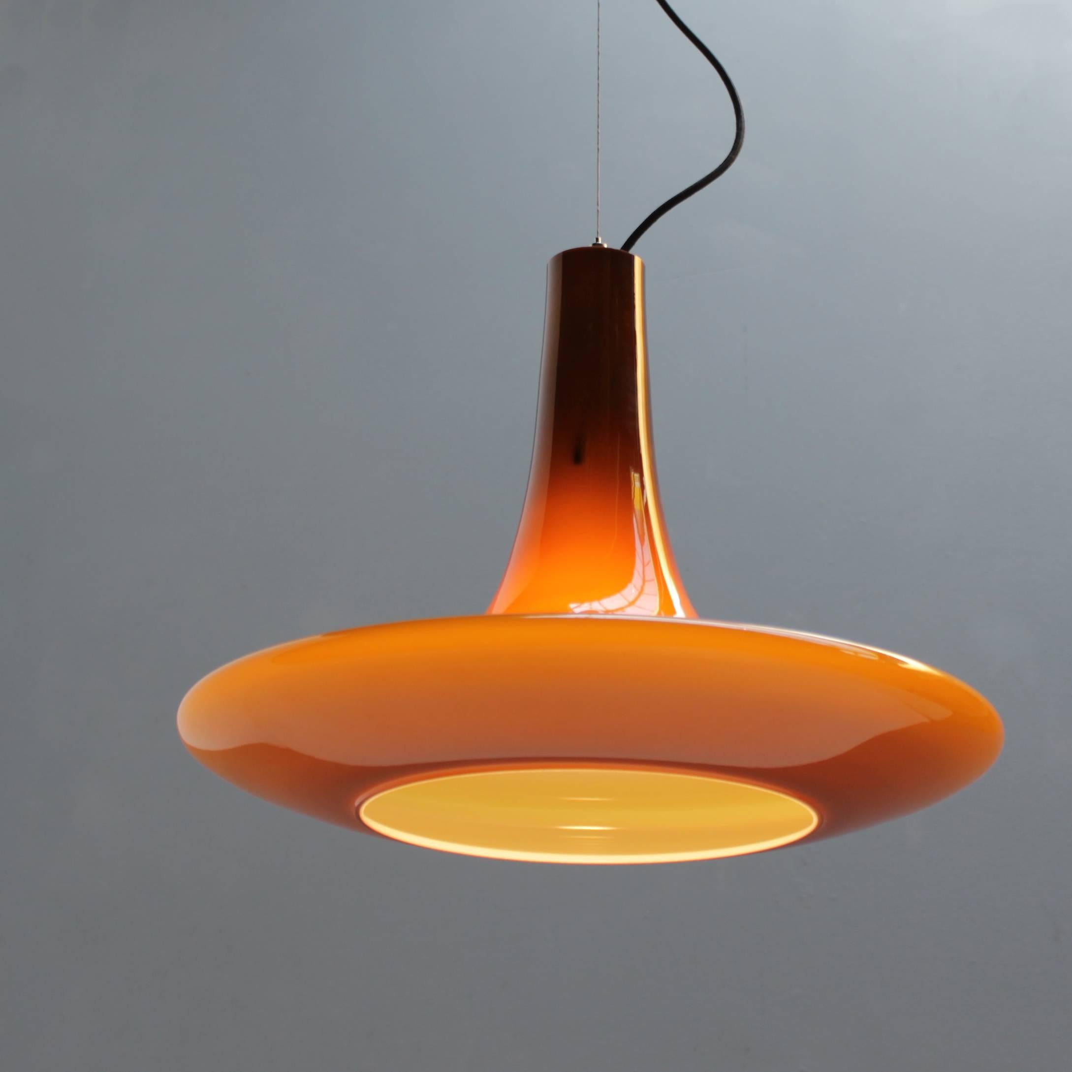 Extra Large Cased Glass Pendant by Peill & Putzler 4