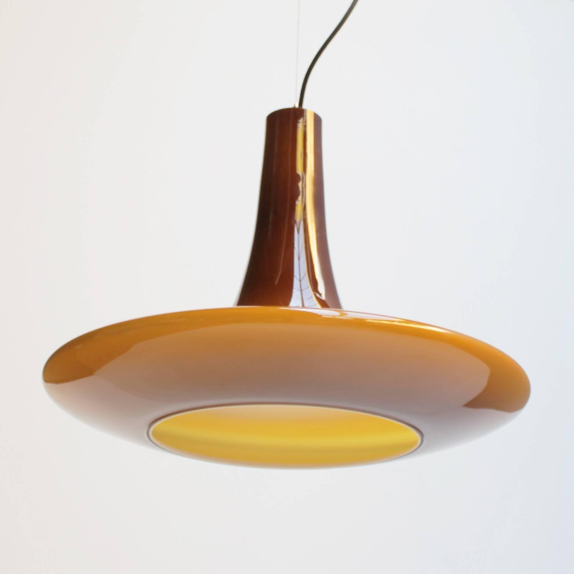 Extra Large Cased Glass Pendant by Peill & Putzler 5