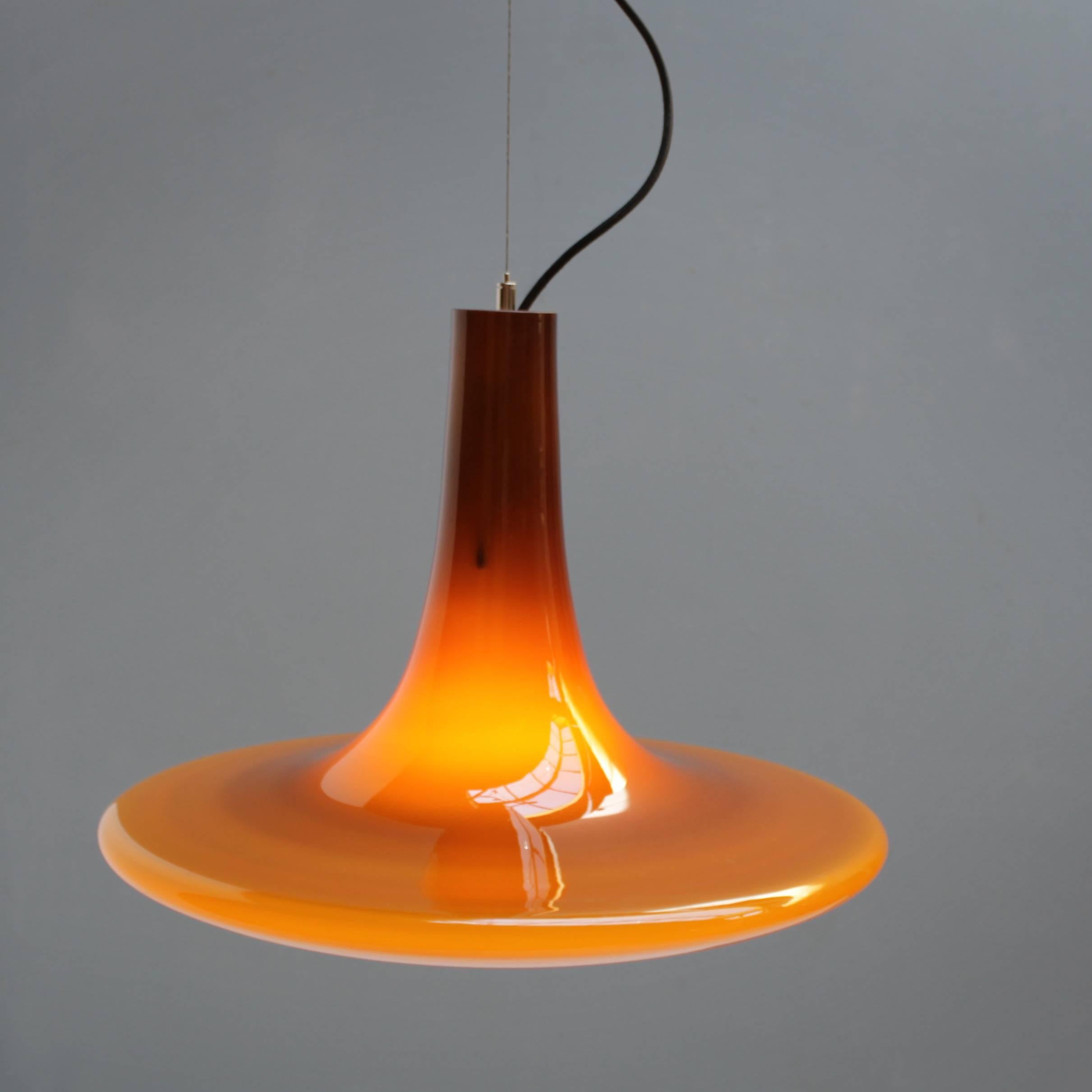 Extra Large Cased Glass Pendant by Peill & Putzler 2