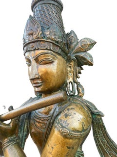 Extra Large Cast Bronze Krishna India Statue or Sculpture Buddha 19th Century