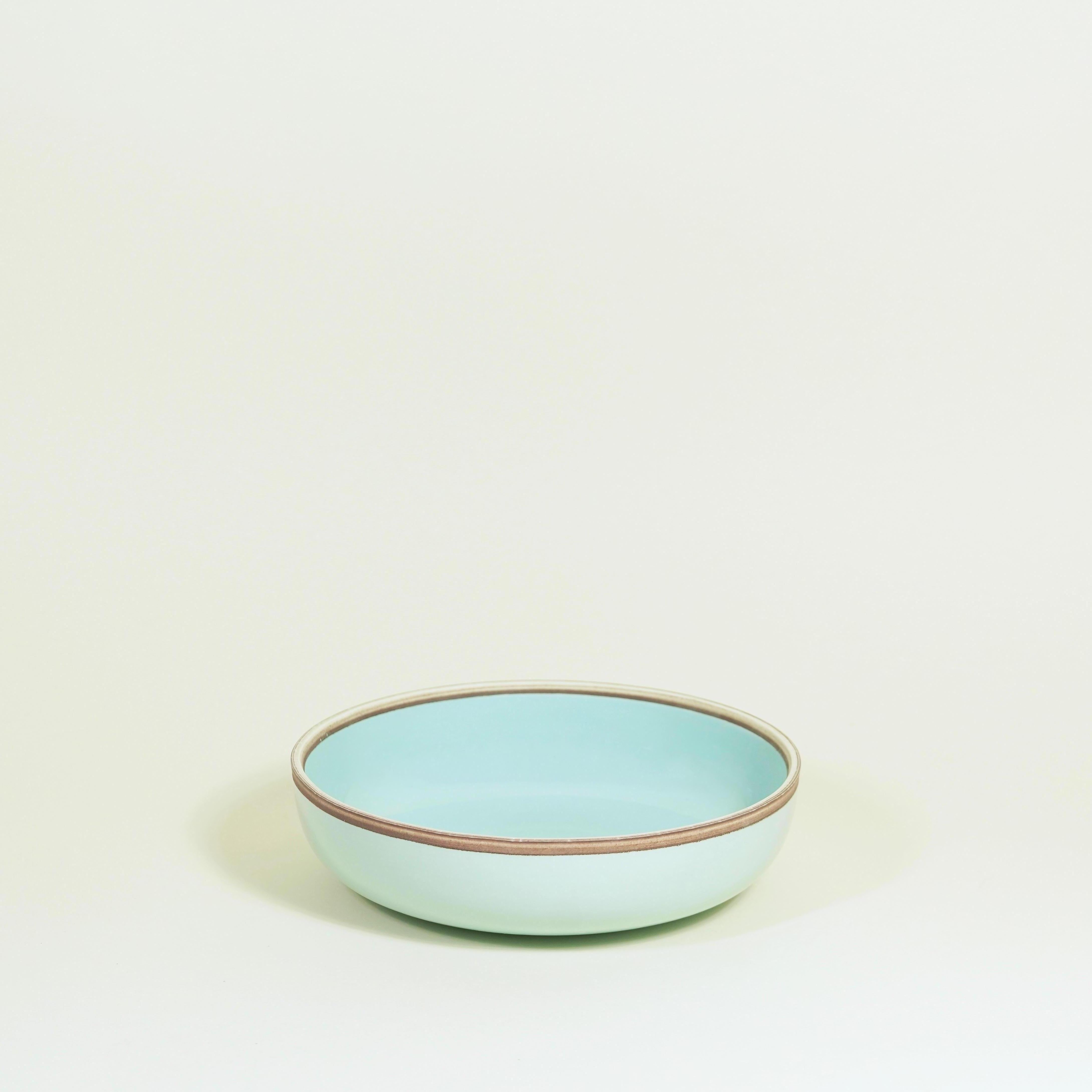 Molded Extra Large Celadon Glazed Porcelain Hermit Bowl with Rustic Rim