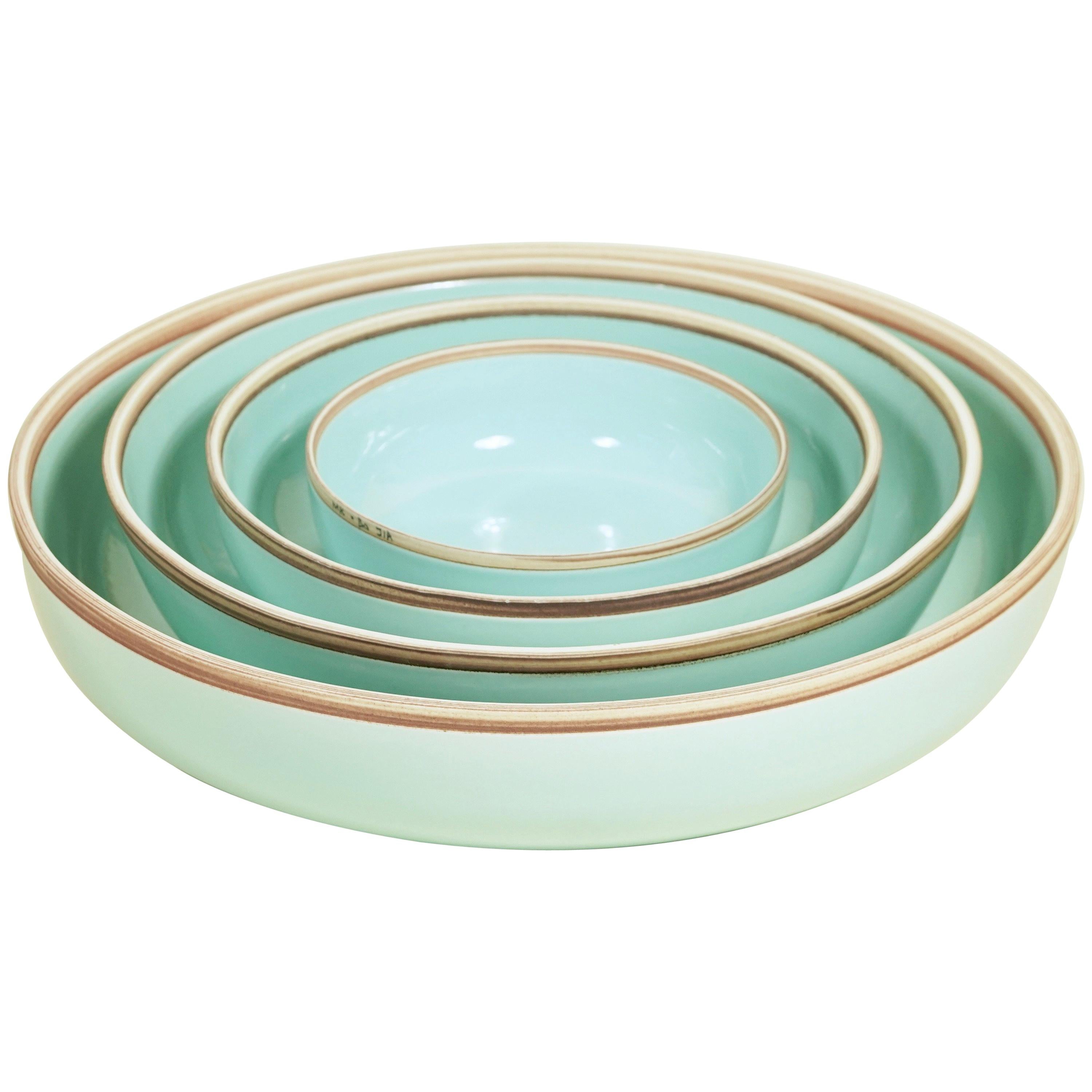 Extra Large Celadon Glazed Porcelain Hermit Bowl with Rustic Rim
