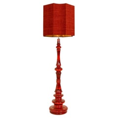 Extra Large Ceramic Floor Lamp with New Silk Custom Made Lampshade René Houben