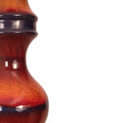 Très grand lampadaire en céramique avec abat-jour en soie neuve sur mesure René Houben