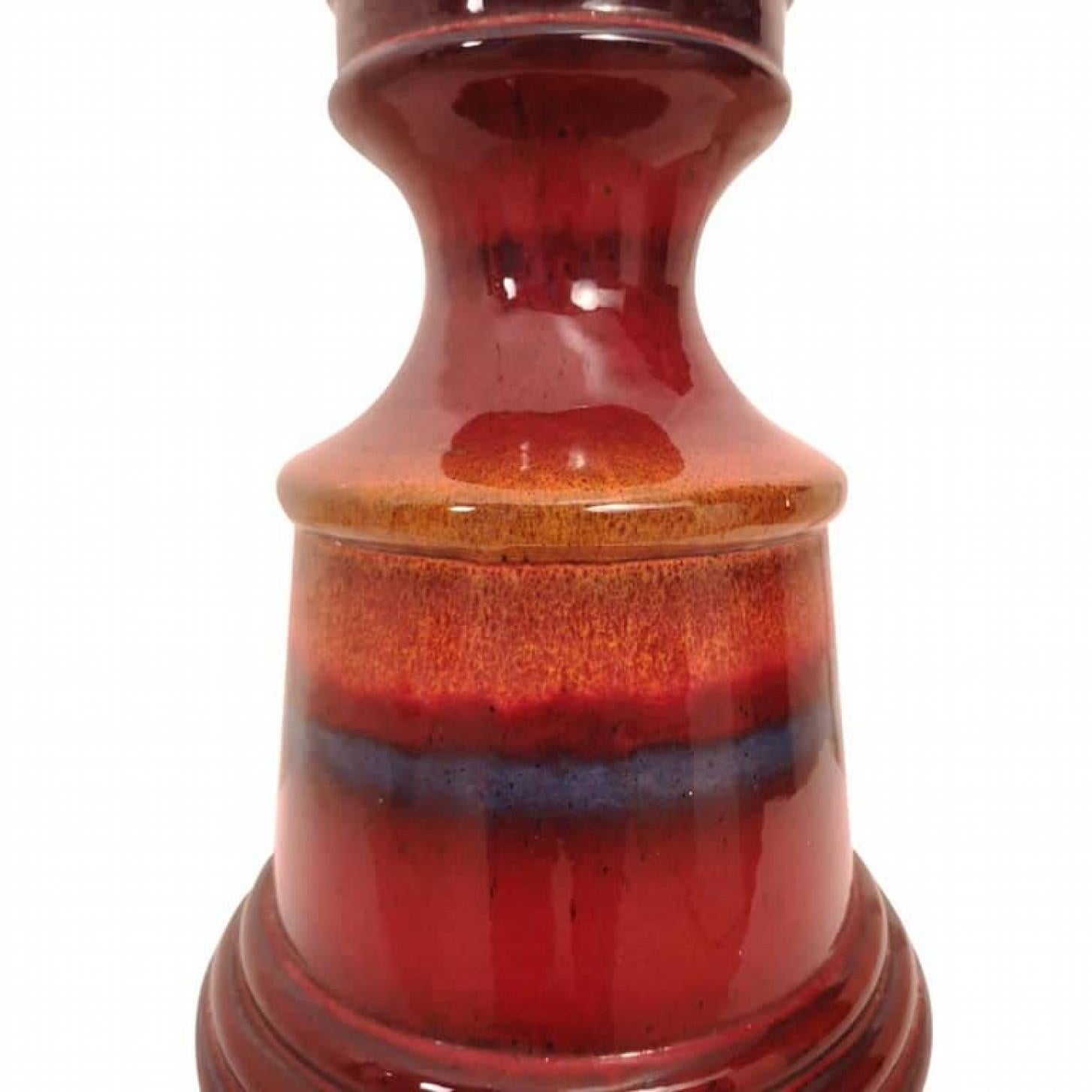 Other Extra Large Ceramic Floor Lamp with New Silk Custom Made Lampshade René Houben For Sale