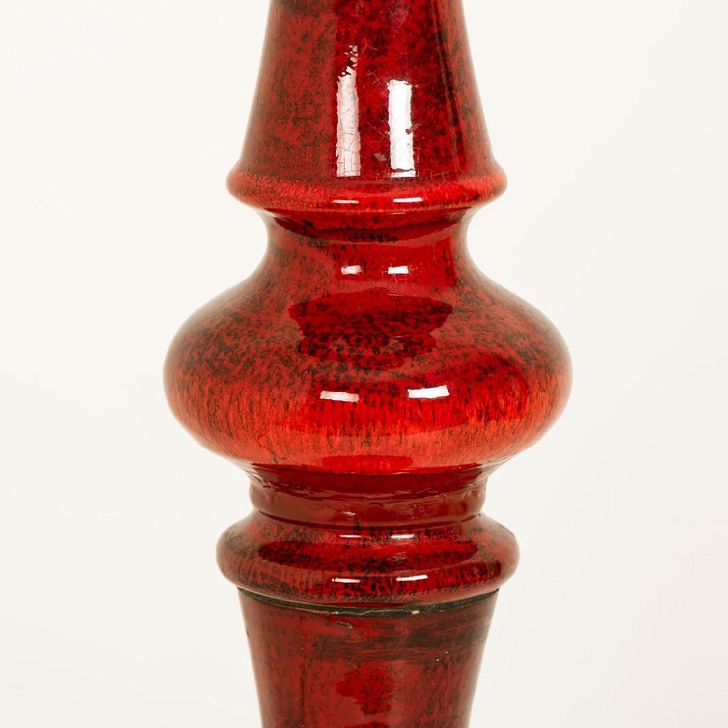 20th Century Extra Large Ceramic Floor Lamp with New Silk Custom Made Lampshade René Houben