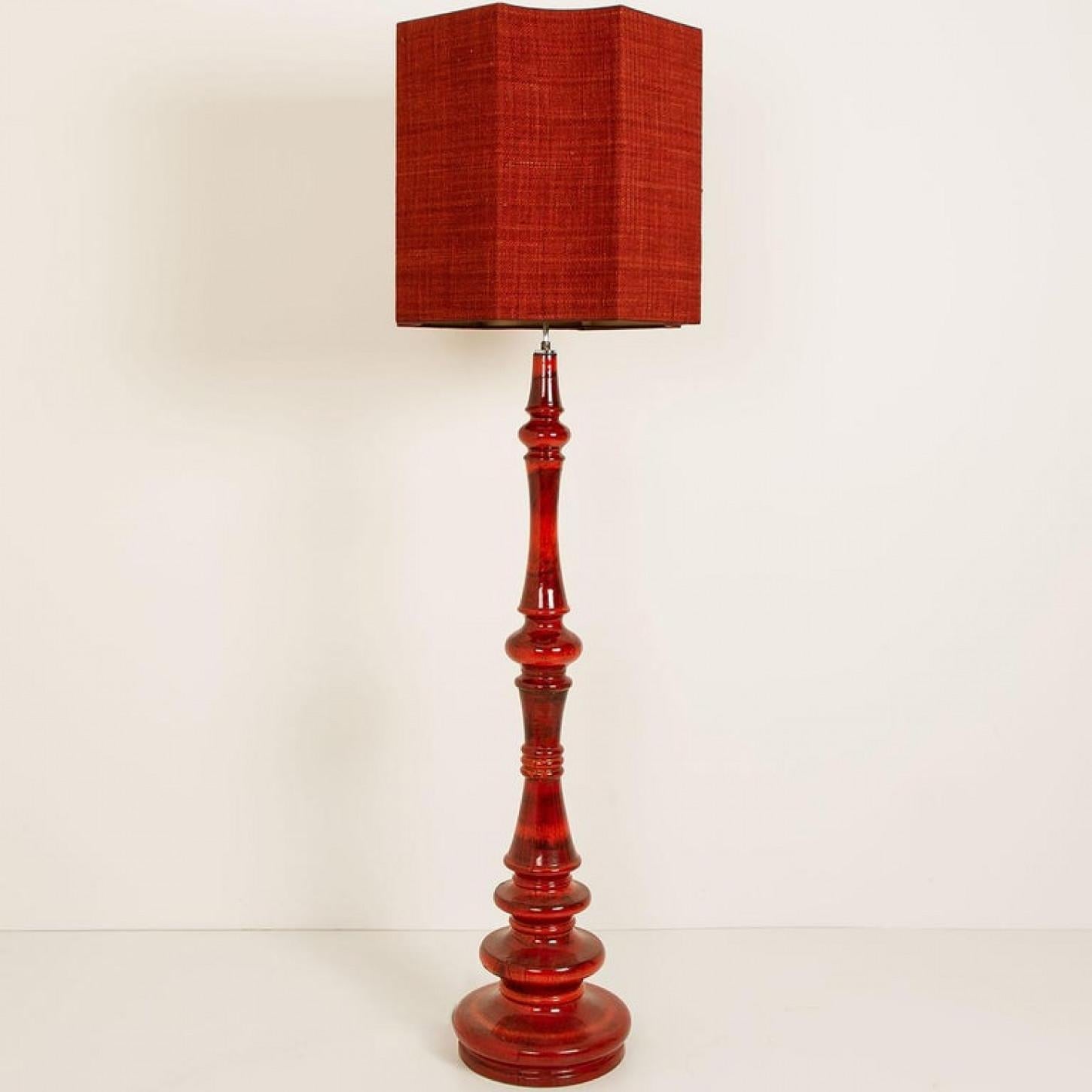 Metal Extra Large Ceramic Floor Lamp with New Silk Custom Made Lampshade René Houben