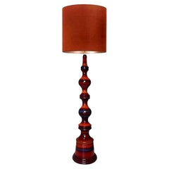 Extra Large Ceramic Floor Lamp with New Silk Custom Made Lampshade René Houben