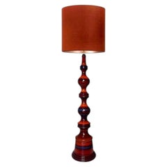Extra Large Ceramic Floor Lamp with New Silk Custom Made Lampshade René Houben