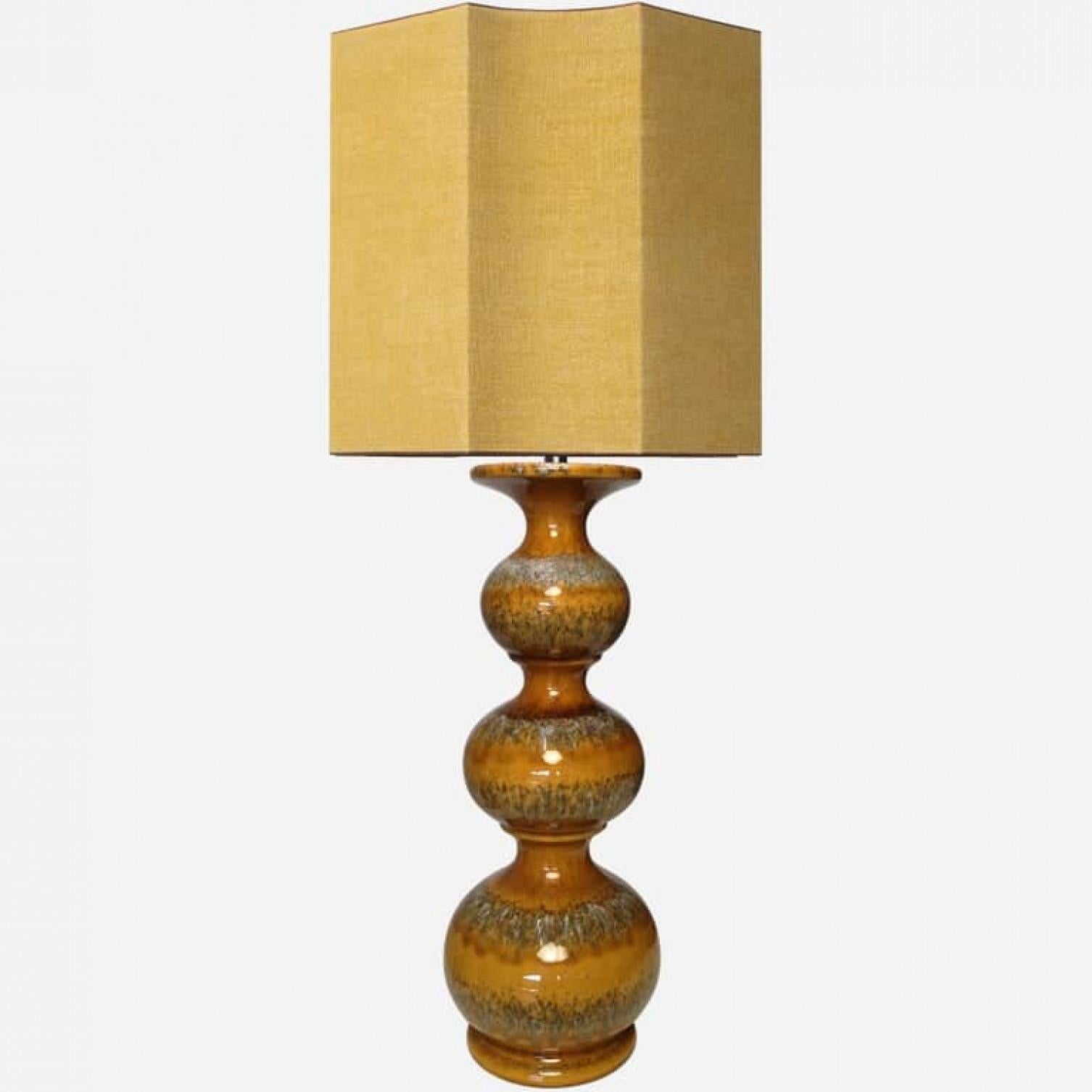 Extra Large Ceramic Lamps with New Silk Custom Made Lampshades René Houben, Pair For Sale 8