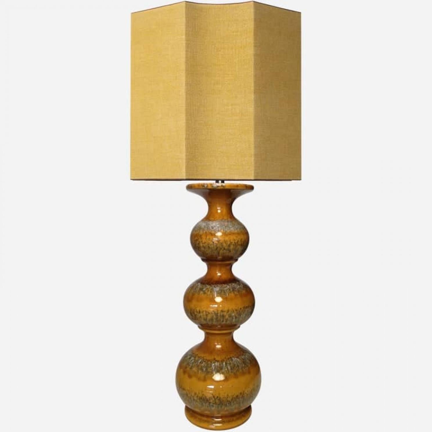 Extra Large Ceramic Lamps with New Silk Custom Made Lampshades René Houben, Pair For Sale 8