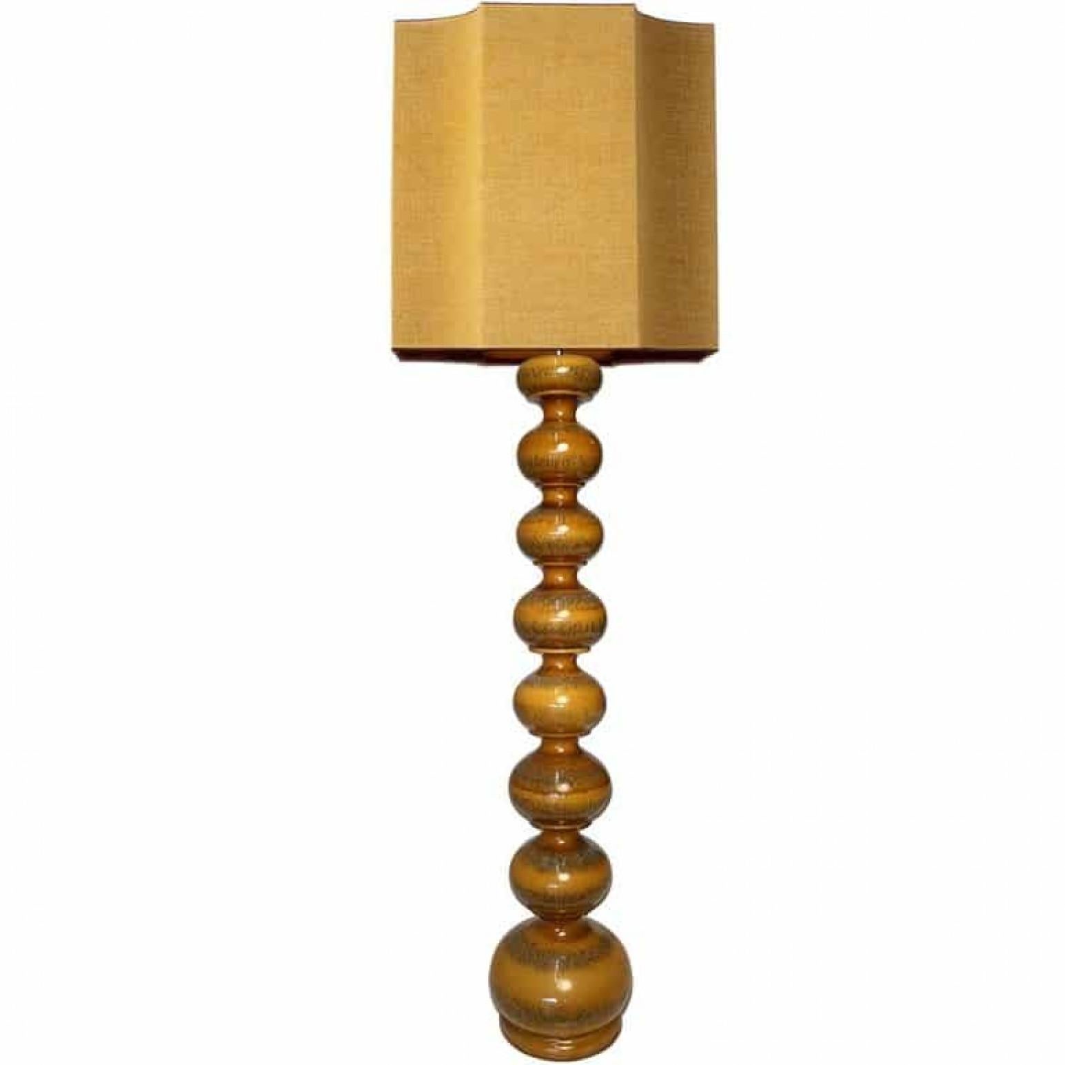 Extra Large Ceramic Lamps with New Silk Custom Made Lampshades René Houben, Pair For Sale 10