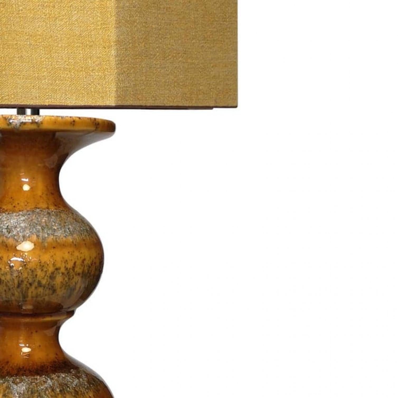 Néerlandais Extra Large Lampes en Céramique avec Abat-jour en Soie Neuve sur Mesure René Houben, Paire en vente