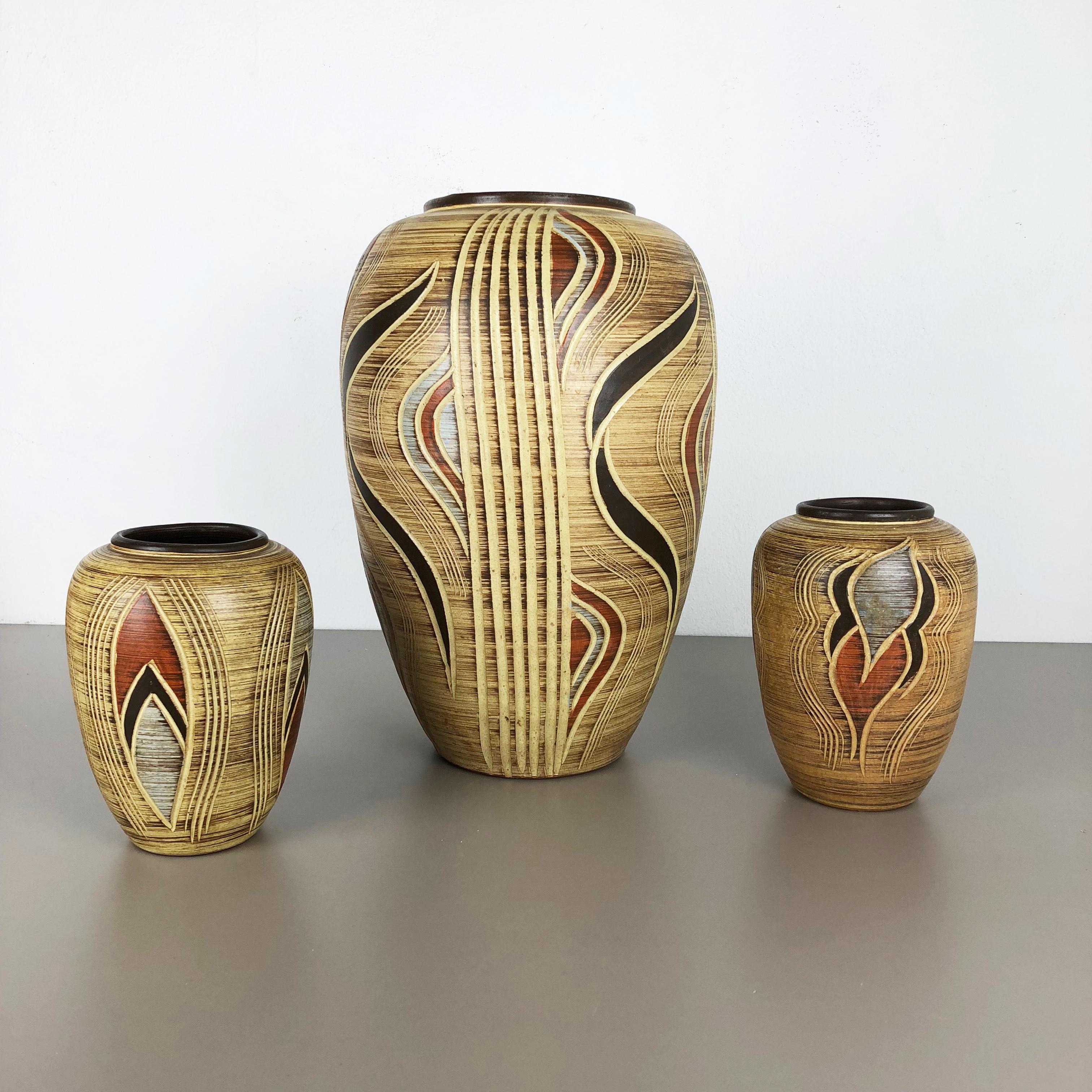 Mid-Century Modern Extra Large Ceramic Pottery Vase by Sawa Ceramic Franz Schwaderlapp, Germany