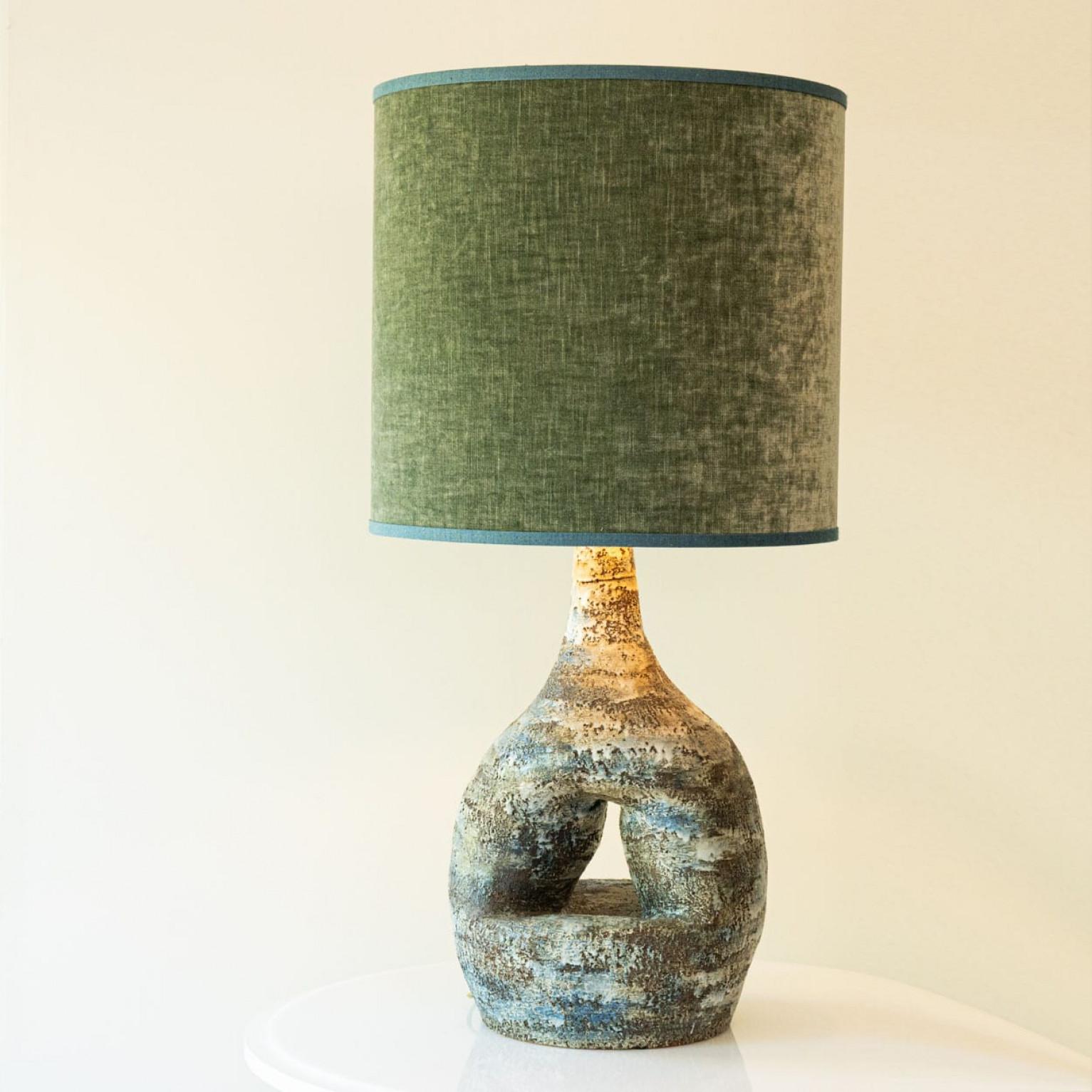 Extra Large Ceramic Table Floor Lamp, New Lampshade by R. Houben, 1970 en vente 2