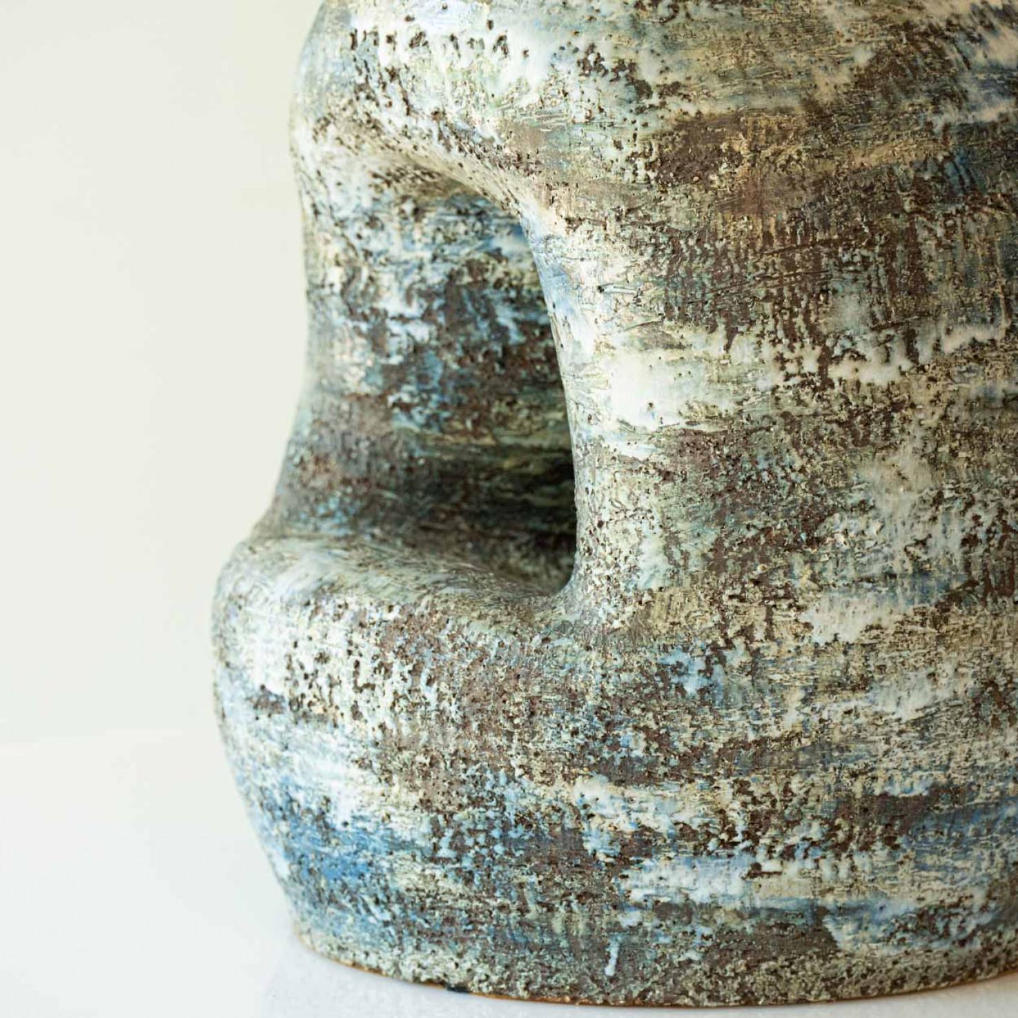 Céramique Extra Large Ceramic Table Floor Lamp, New Lampshade by R. Houben, 1970 en vente