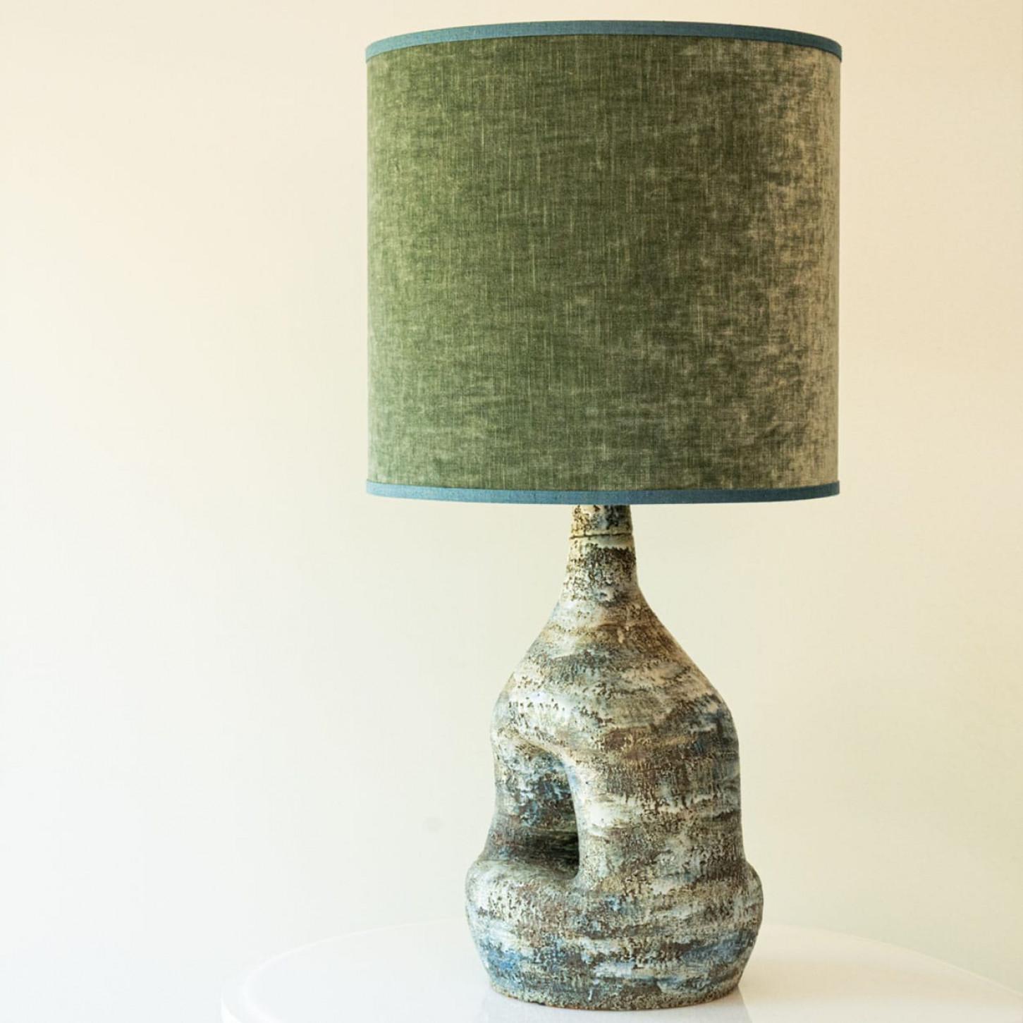 Extra Large Ceramic Table Floor Lamp, New Lampshade by R. Houben, 1970 en vente 1