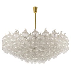 Extra Large Chandelier Pendant Light Kalmar 'Tulipan', Murano Glass Brass, 1970