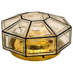 1 of the 3 Extra Large Clear Glass Flush Mount or Wall Light by Limburg, 1960s