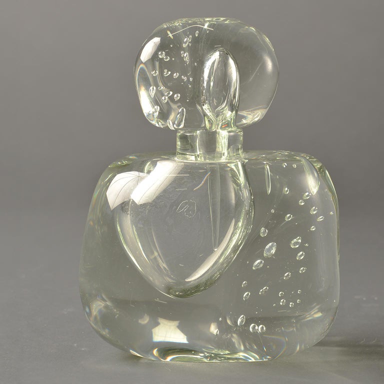 Italian Extra Large Clear Murano Glass Perfume Bottle For Sale