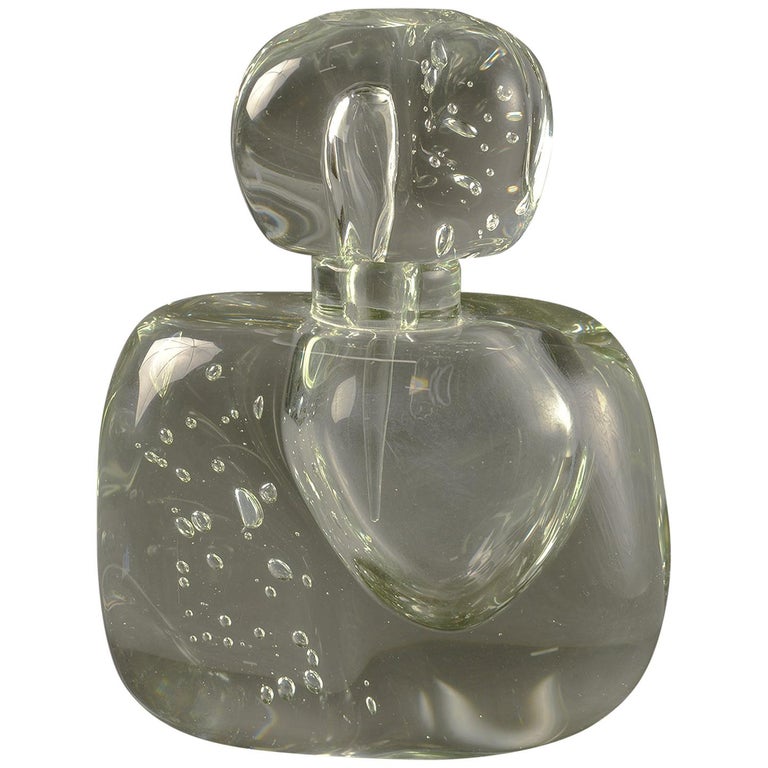 Extra Large Clear Murano Glass Perfume Bottle For Sale