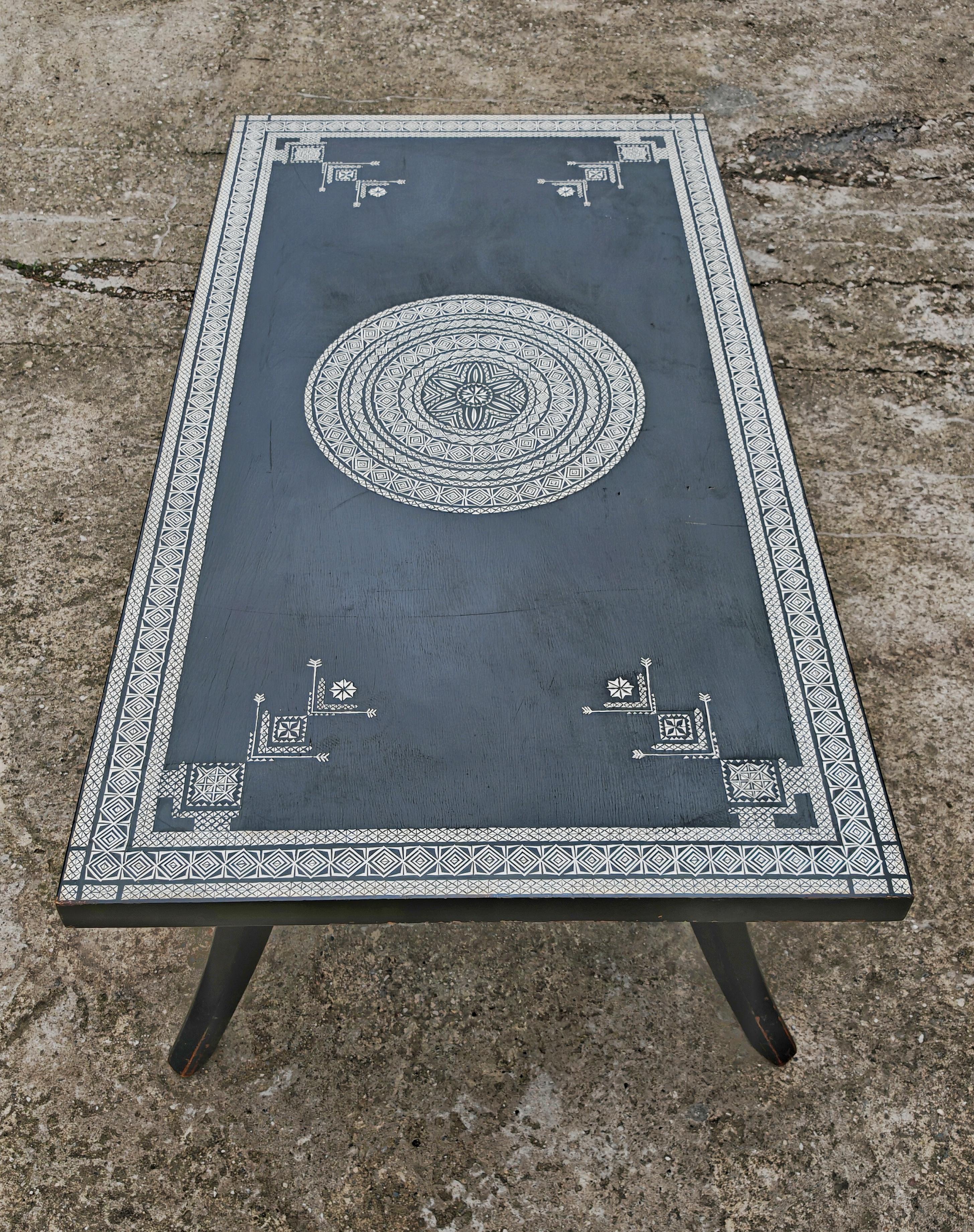 italien Table basse extra large am designs par Ettore Zaccari en chêne laqué noir en vente