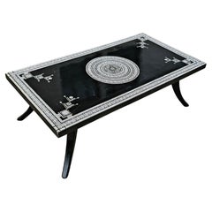 Antique Extra Large Coffee Table designed by Ettore Zaccari done in black lacquer oak
