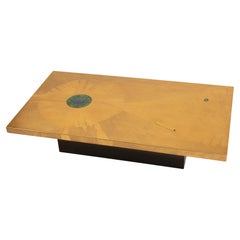Extra large Coffee Table Etched Brass Inlaid Malachite by Lova Creation