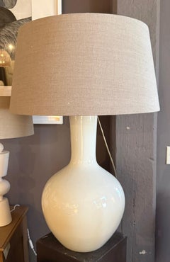 Extra Large Contemporary Chinese Cream Single Table Lamp with Tube Neck, 34.5"