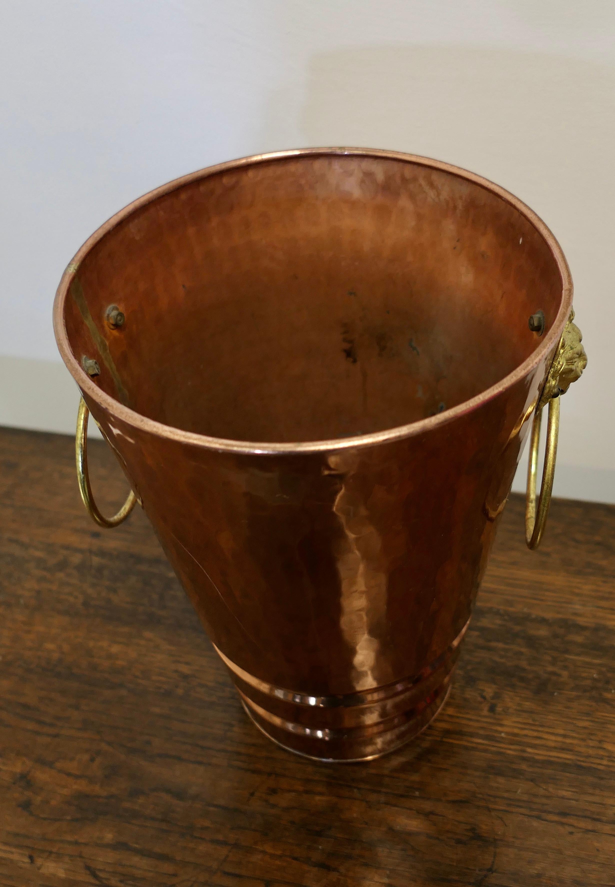 Arts and Crafts Extra Large Copper and Brass Villedieu Champagne/Ice Bucket For Sale