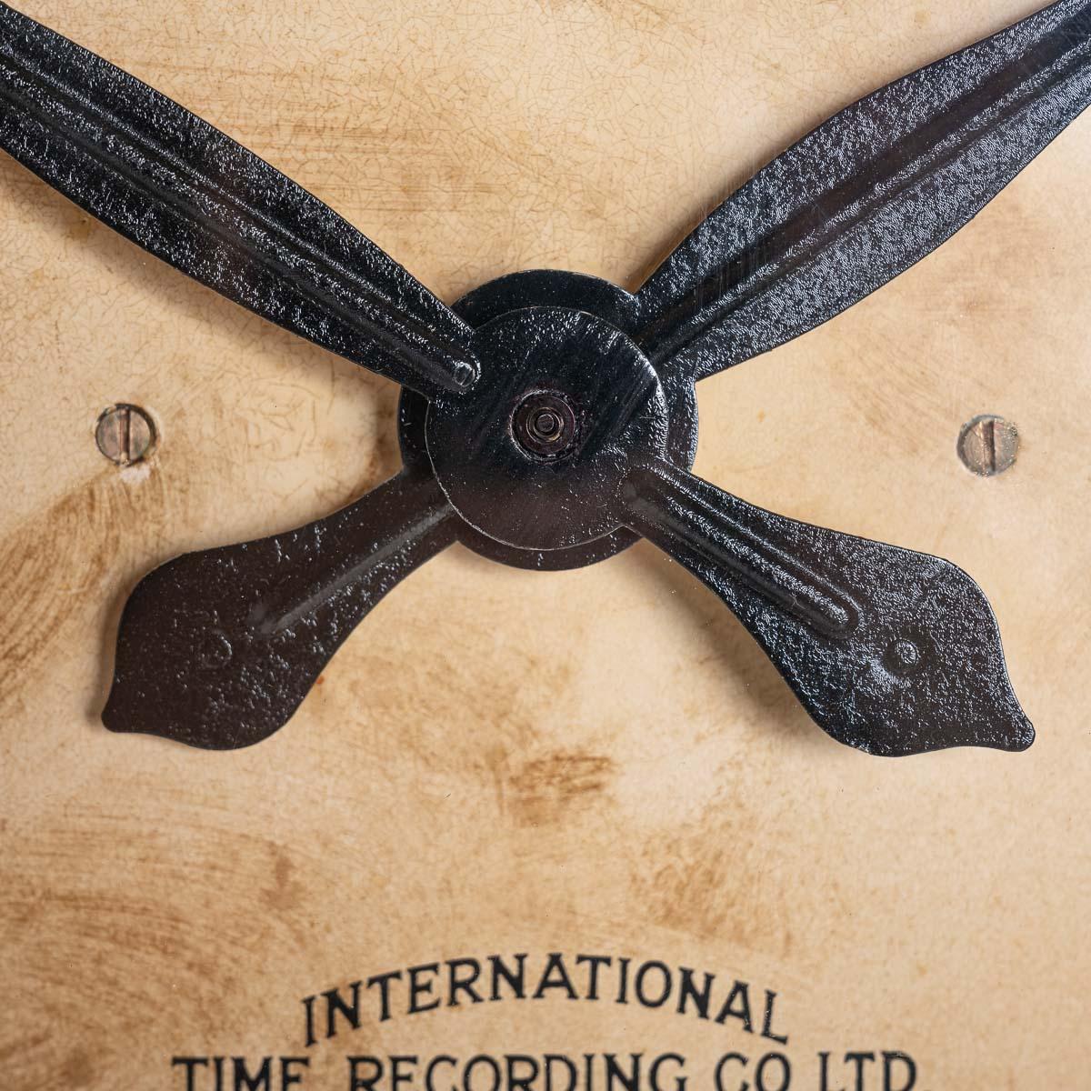 Industrial Extra Large Copper Factory Clock By International Time Recording Co L For Sale