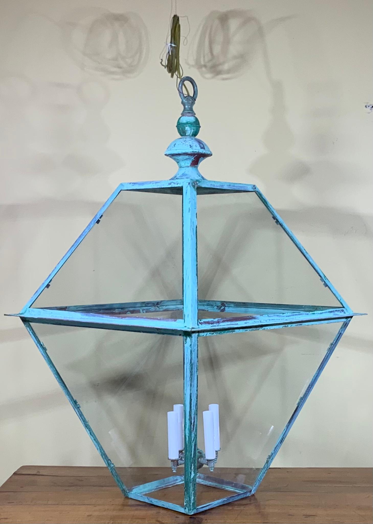 Hand-Crafted Extra Large Copper Hanging Lantern