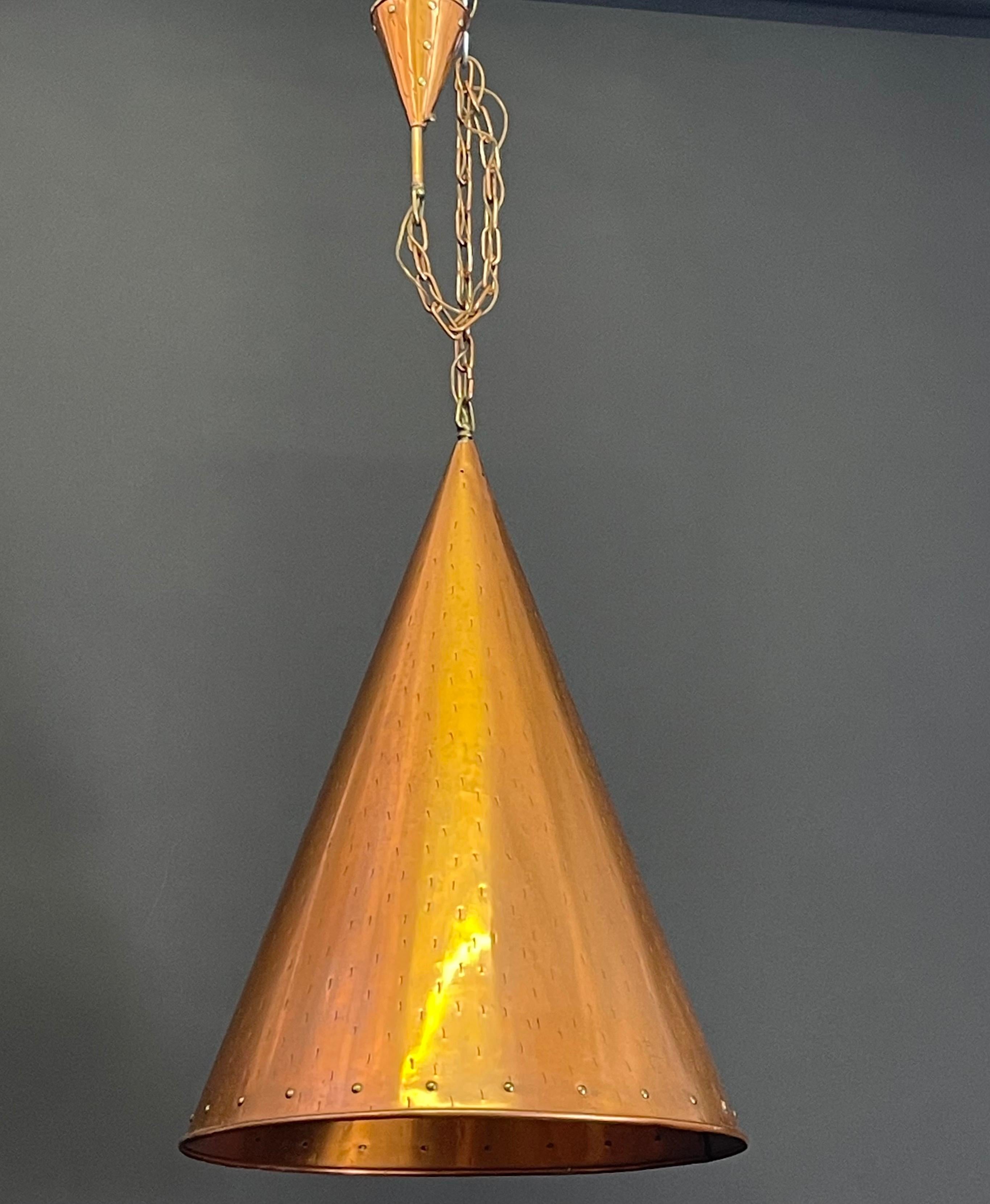 Mid-20th Century Very Large Copper Pendant, Denmark, circa 1960s For Sale