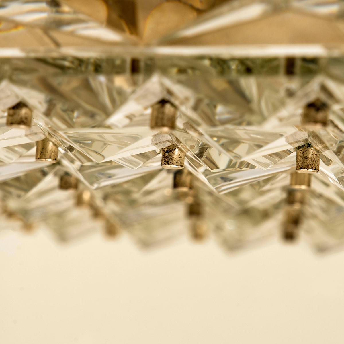 Extra Large Crystal Glass and Flush Mount J.T Kalmar Modernist Design In Good Condition In Rijssen, NL