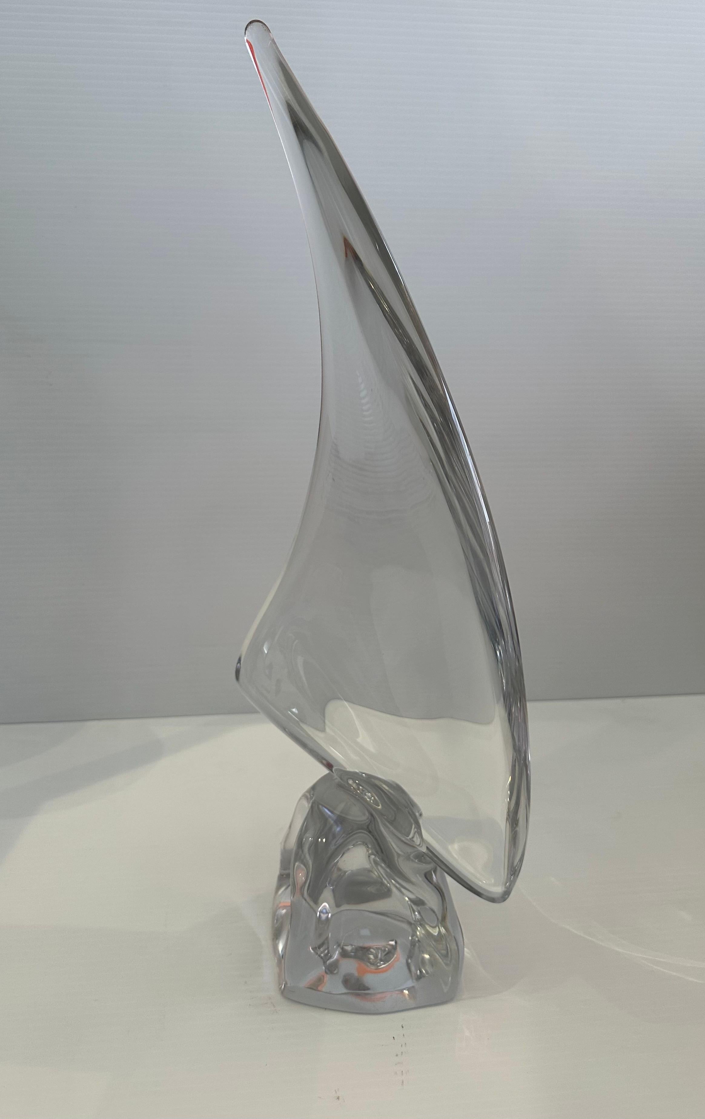 Extra Large Crystal Sailboat Sculpture by Daum, France For Sale 5