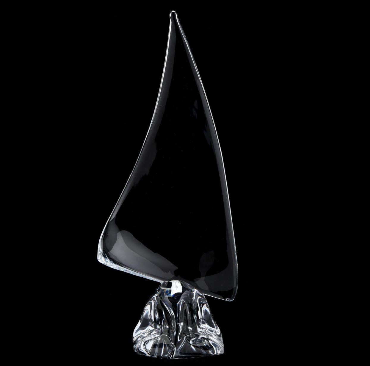 Extra Large Crystal Sailboat Sculpture by Daum, France For Sale 7