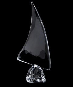 Extra Large Crystal Sailboat Sculpture by Daum, France