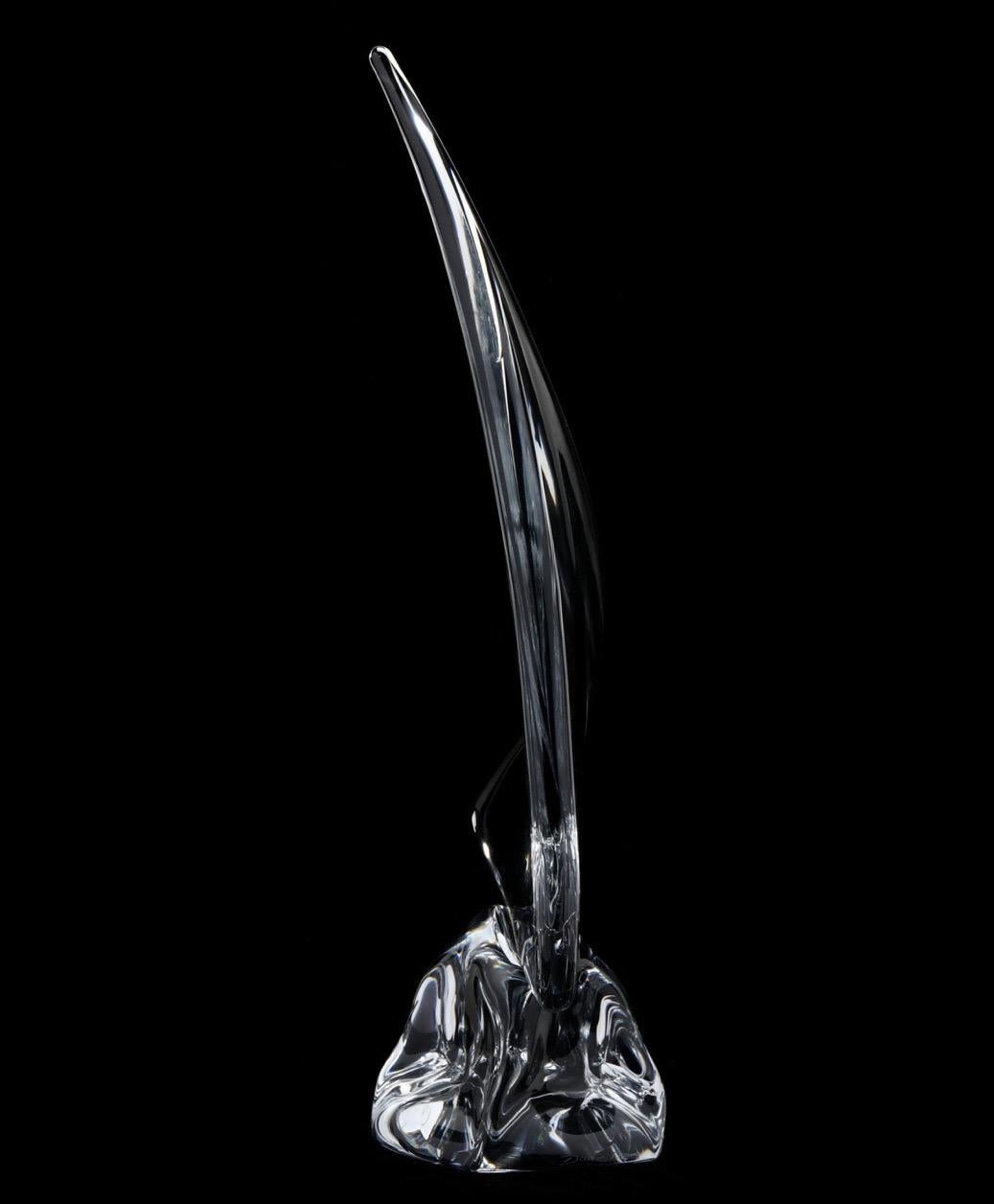 French Extra Large Crystal Sailboat Sculpture by Daum, France For Sale