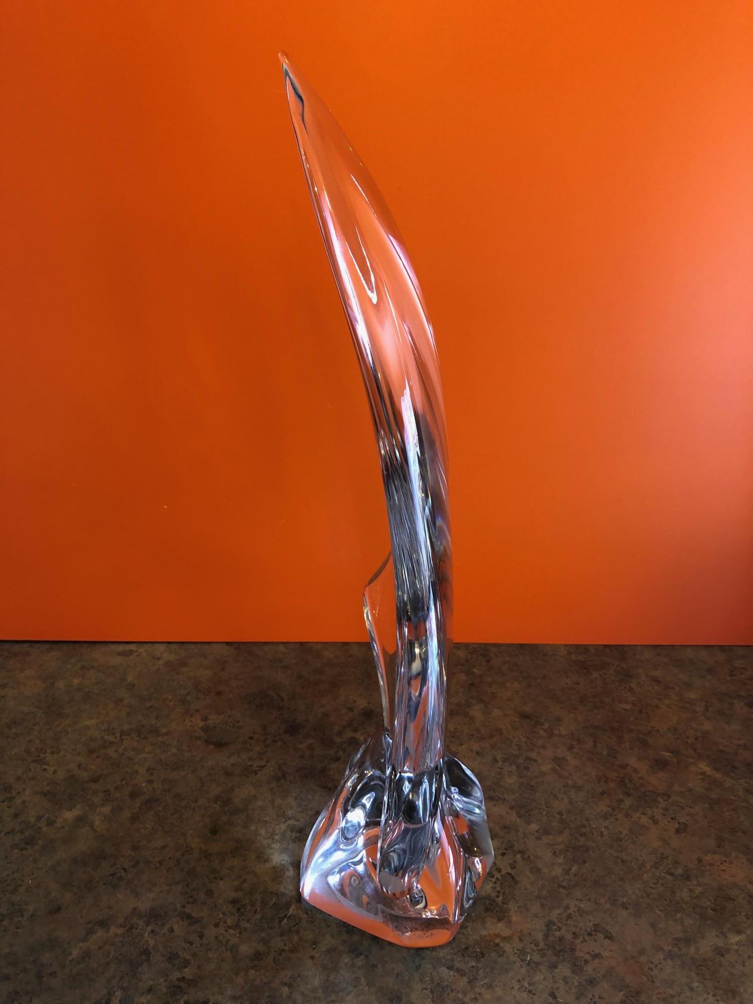 Hollywood Regency Extra Large Crystal Sailboat Sculpture by Daum France