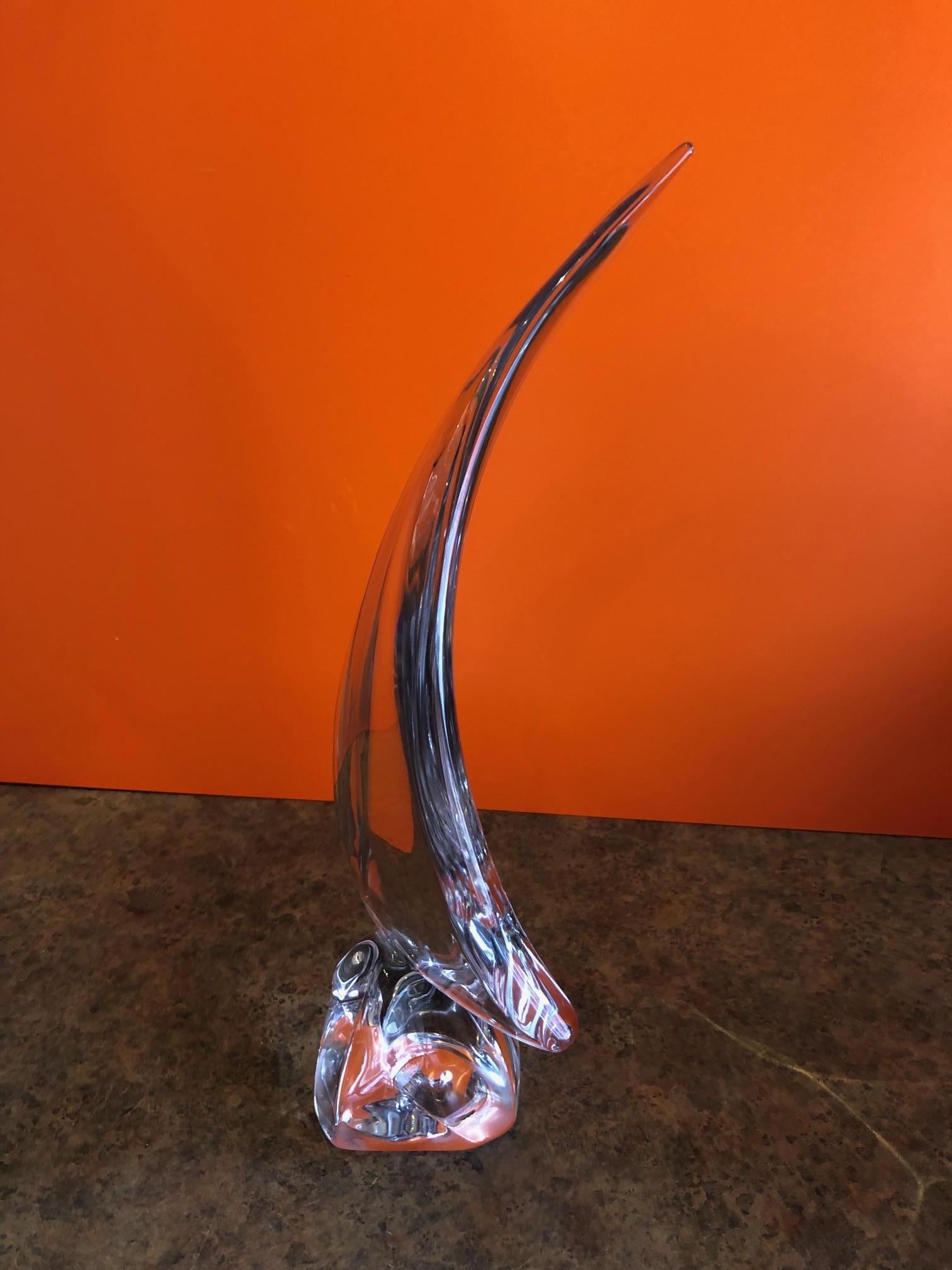 Extra Large Crystal Sailboat Sculpture by Daum France In Excellent Condition In San Diego, CA