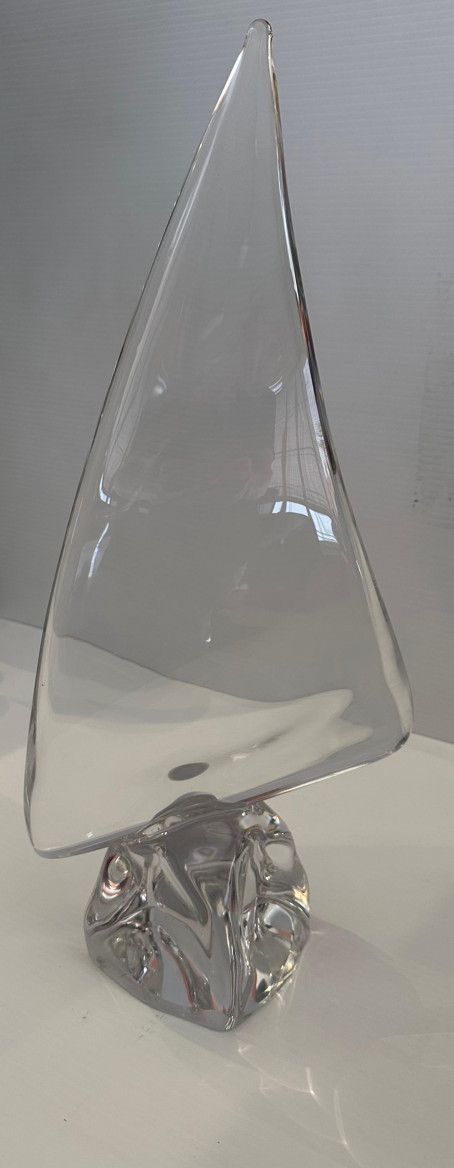 Extra Large Crystal Sailboat Sculpture by Daum, France For Sale 1