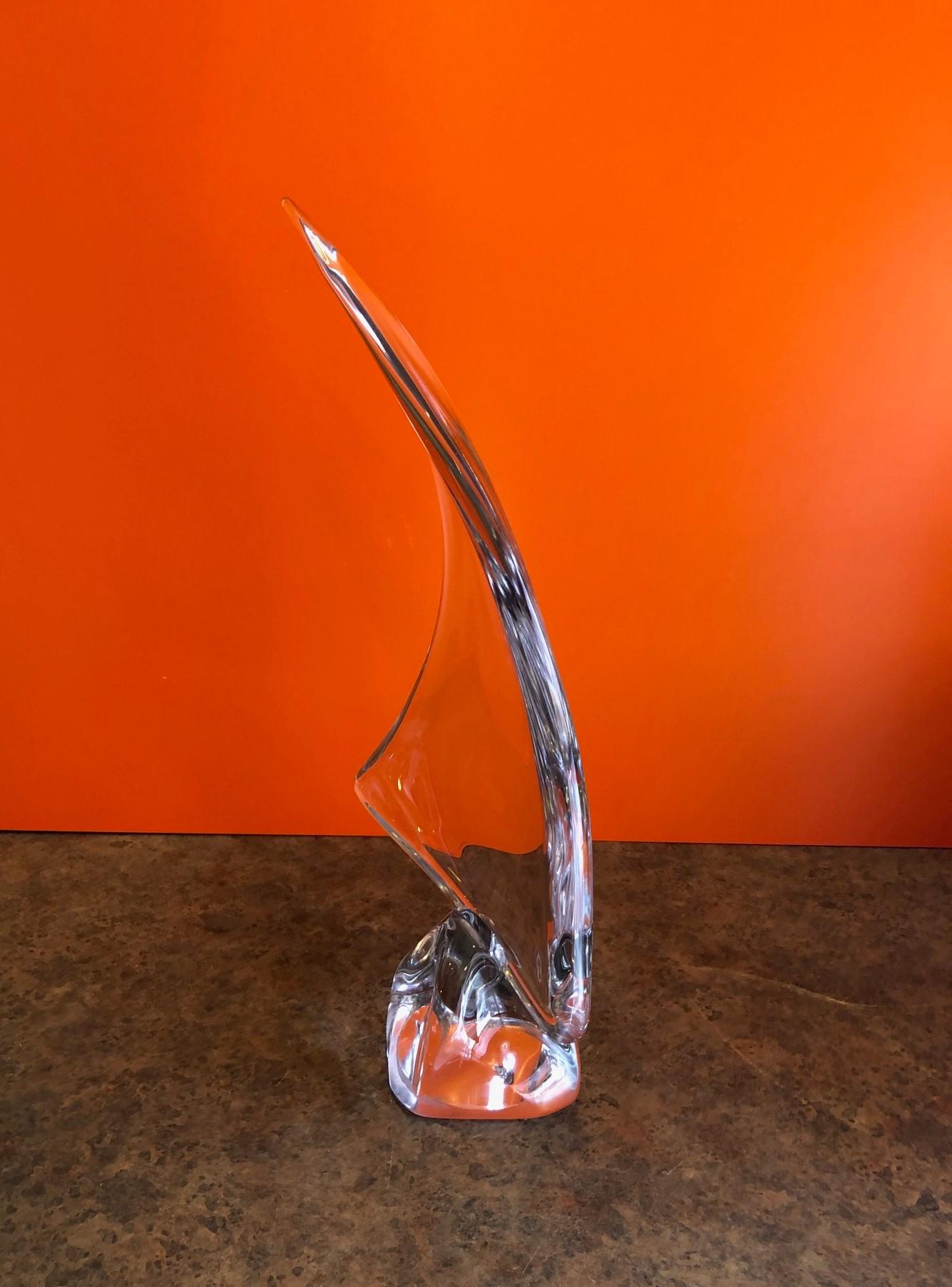 20th Century Extra Large Crystal Sailboat Sculpture by Daum France