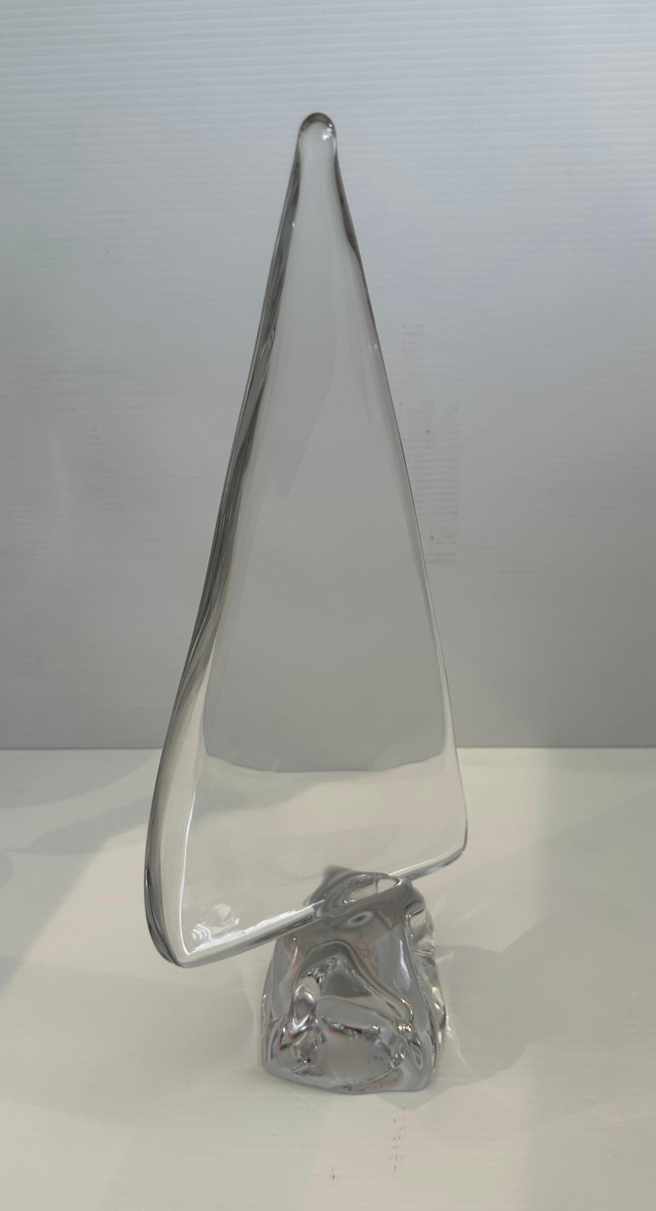 Extra Large Crystal Sailboat Sculpture by Daum, France For Sale 3