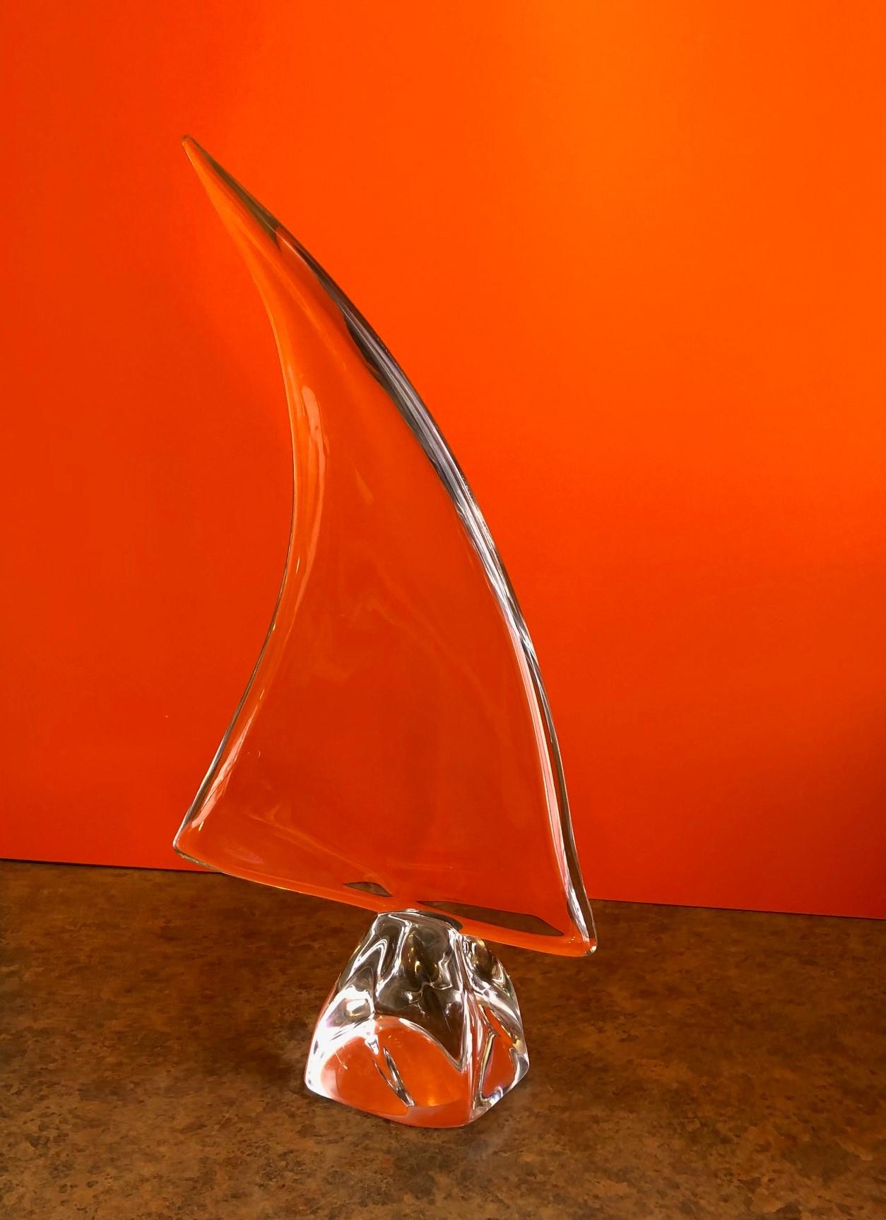 Extra Large Crystal Sailboat Sculpture by Daum France 2