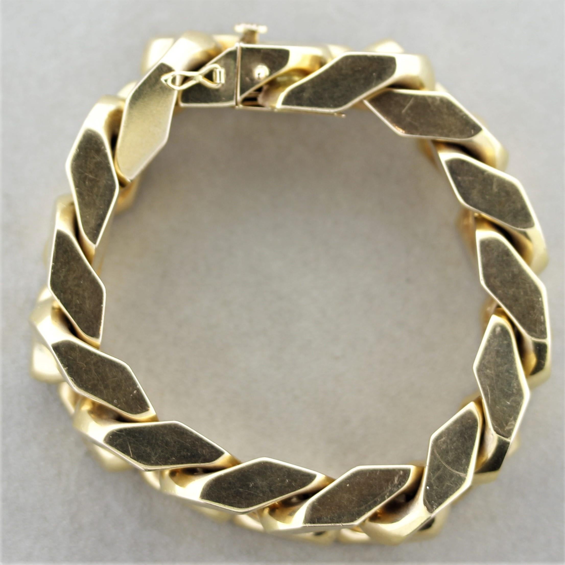 Extra großes Armband mit kubanischen Gliedern aus Goldkette für Damen oder Herren im Angebot