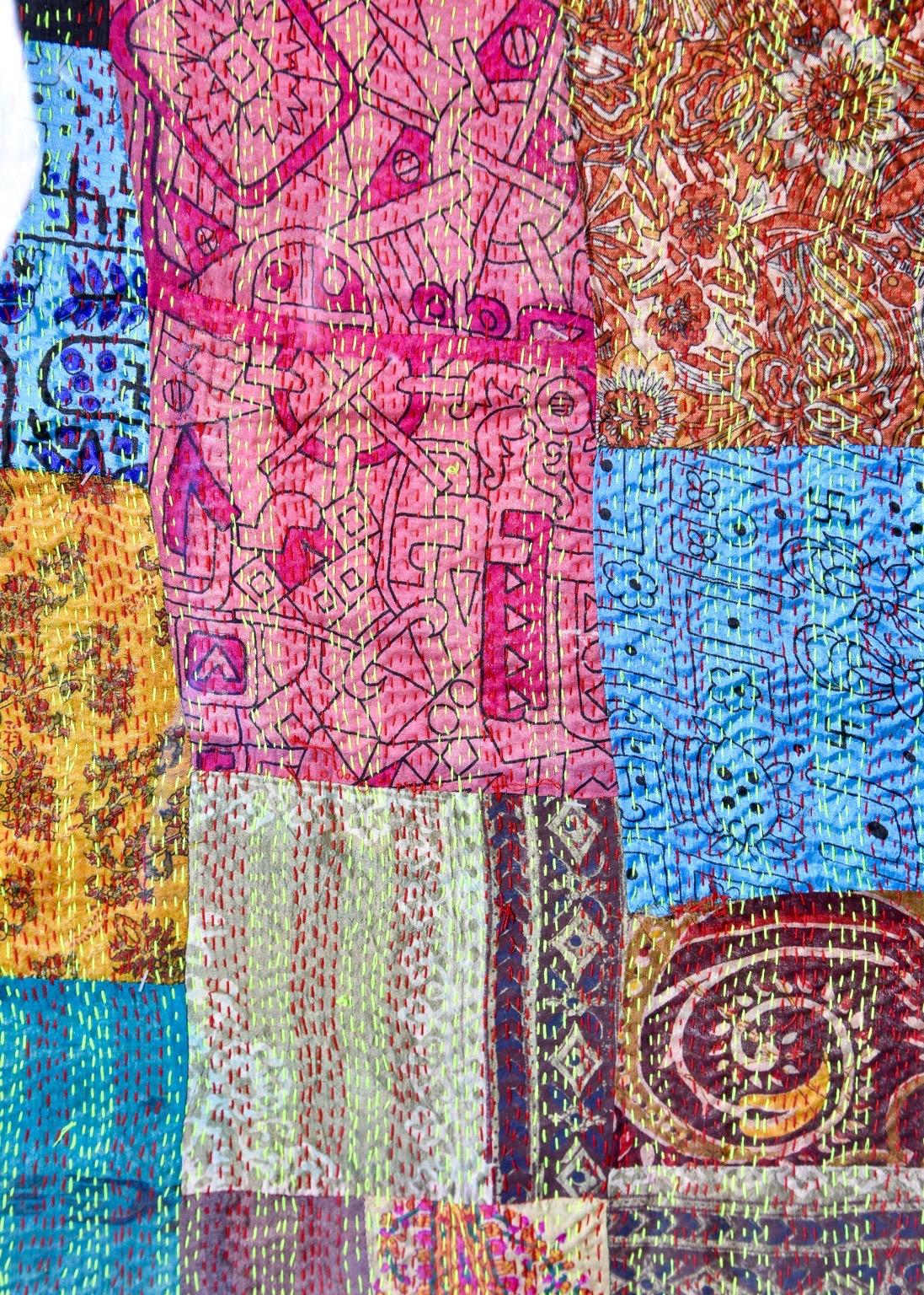 Fabric Extra Large Custom Framed Vintage Indian Textile