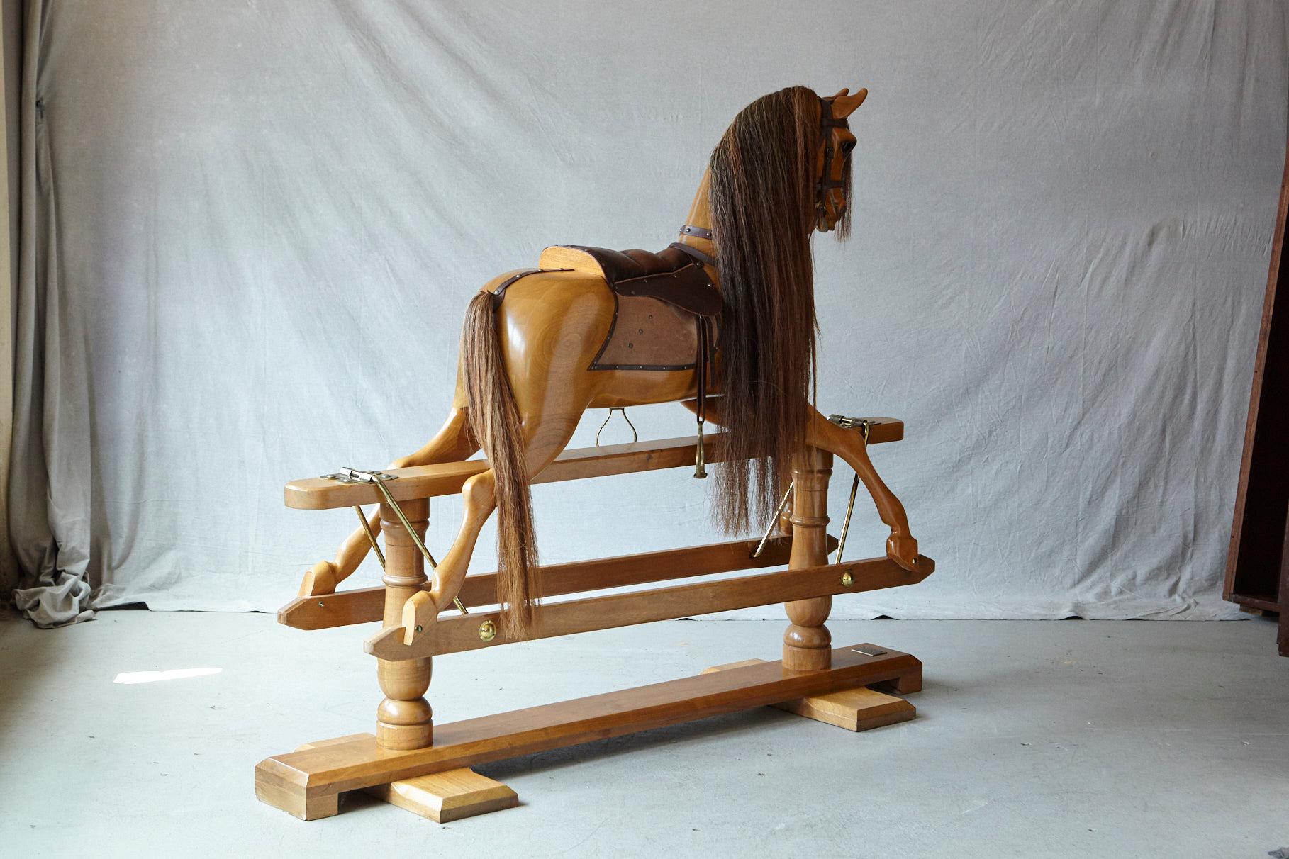 Extra Large Custom Made Oak Rocking Horse by Stevenson Brothers, England 4